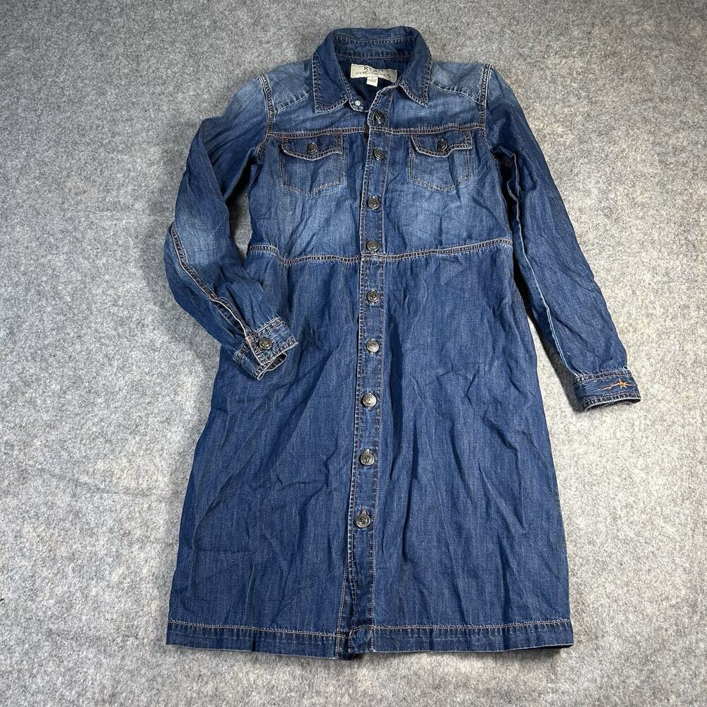 Ryan Michael Denim Dress Womens Small Cotton Silk Button Front Cowgirlcore